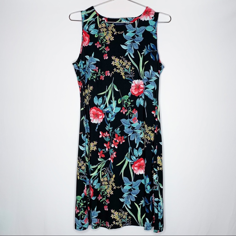 Tommy Hilfiger Black Floral Sleeveless Mini Dress Size 6